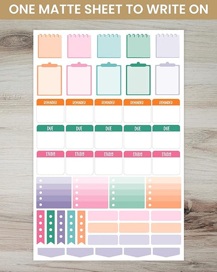 bloom daily planners Student Planner Stickers - 8 Sheets / 672 Stickers - Essential School Themed Variety Pack for Academic Year Planning - Icons & Illustrations to Track Assignments, Exams, & More