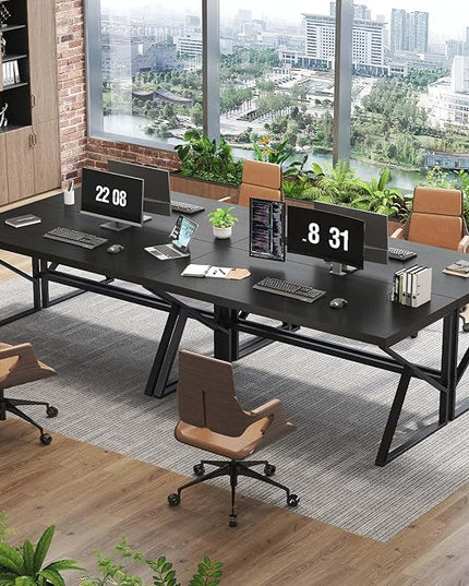 HSH Black Computer Desk, Long Home Office Laptop PC Desk, Large Industrial Metal Wood Executive Writing Gaming Workstation Desk, Modern Simple Student Study Work Table for Bedroom Living Room, 60 Inch