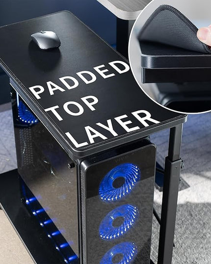 VIVO Large Mobile Adjustable 2-Tier PC Stand, Premium Gaming CPU Computer Tower and Mouse Storage, Rolling Floor Cart, Locking Caster Wheels, Black, CART-PC03P