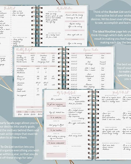 PLANBERRY Hourly Schedule Planner Premium – Undated Journal with Time Slots for Productivity & Budget Organizer, 6.9x8.5″ (Ocean Depths)