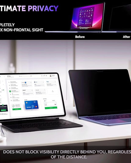 Peslv Privacy Screen for 12.4 Inch Surface Laptop Go 3/2/1, MagicSuction™ Removable Anti Spy Black Protector, Glare Blue Light Filter for Microsoft Laptop Computer Monitor