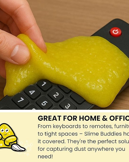 Slime Buddies Car Cleaning Gel Putty - 3 Pack Lemon Scented Interior Detailing Tool for Cup Holder, Air Vent & Keyboard - Reusable Auto Detailing Accessories - Dust Remover Goop - Gifts for Men Women