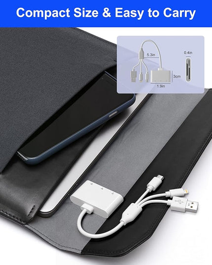 XD Card Reader, SD Card Reader, 3 in 1 TF/SD/xD-Picture-Card Memory Card Reader Camera Phone Adapter, with USB/USB-C/Lightning Port, Use for iPhone 17/16/15/14 iPad MacBook Android PC Laptop