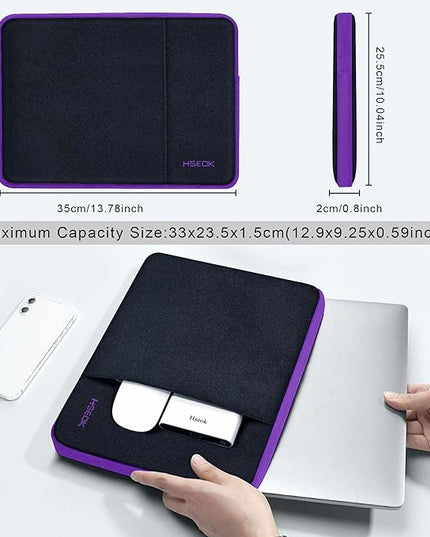 Slim Laptop Case 13.3 14 inch Sleeve, Rainproof & Shockproof Carrying Case for Notebooks Compatible with MacBook Pro 14" and All Models 13.3" MacBook Air/Pro, Most Popular 13"-14" PC,Black-Purple