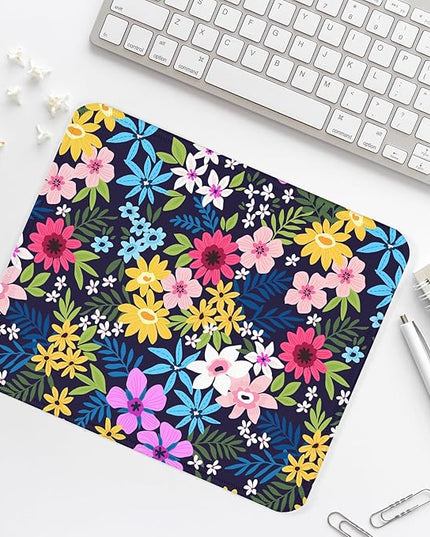 Flower Square Mouse Pad,Non-Slip Rubber Base Mouse Pad,Home Office Decoration Desktop Accessory,Laptop Mouse Pad for Office Laptops,9.4x7.8x0.12inch 4