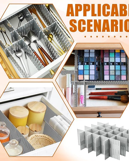 Blosssound 15pcs 5.12x 15 Tall Drawer Divider Adjustable Drawer Organizer DIY Ultra Deep Storage Organizer Separator with Fixed Buckle for Underwear Socks Dormitory Office Kitchen Bedroom(Grey)