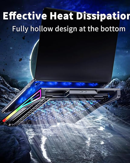 AICHESON Gaming Laptop Cooling Pad with 15 Cooler Fans, RGB Ultimate Computer Stand Base with Silent Fans for 15-18 Inch Laptops, Blue LED Lights