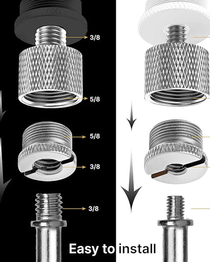 IXTECH Mic Stand Adapter Set 8 pieces Metal Microphone Stand Screw Thread Adapter 5/8 Female to 3/8 Male 3/8 Female to 5/8 Male 5/8 Female to 1/4 Male 1/4 Female to 5/8 Male Tripod Adapter ADP01A Slvr