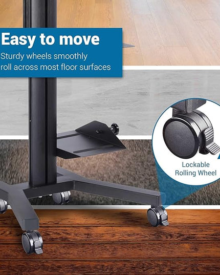 Yescom Mobile Computer Cart Rolling PC Stand Desk Workstation on Wheels with Monitor Mount Adjustable Keyboard Tray CPU Printer Holder for Hospital Clinic School Office Black