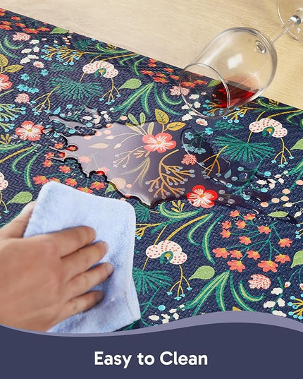 Ophanie Kitchen Mats for Floor, 3/4 inch Thick, 20x48 Anti Fatigue Cushioned Mat, Kitchen Rugs, Waterproof, Comfort Ergonomic Standing Mat for Office, Home, Sink, Blue Flower Non-Slip Ridged Bottom