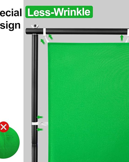 EMART 7x10ft Green Screen Backdrop Kit with Movable Stand, Large 9.5x9.5ft Photography Greenscreen Background Adjustable Frame with Wheels for Photo Shoot, Live Streaming, Video Recording