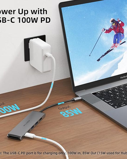 USB C Hub, WALNEW 7 in 1 USB-C Docking Station with 4K HDMI,100W PD, 3 5Gbps Data Ports(1 USBC & 2 USB 3.0),TF/SD Card Reader, USB Hub for Laptop, MacBook Pro/Air/Mac/Dell/HP/ASUS/Acer/Steam Deck