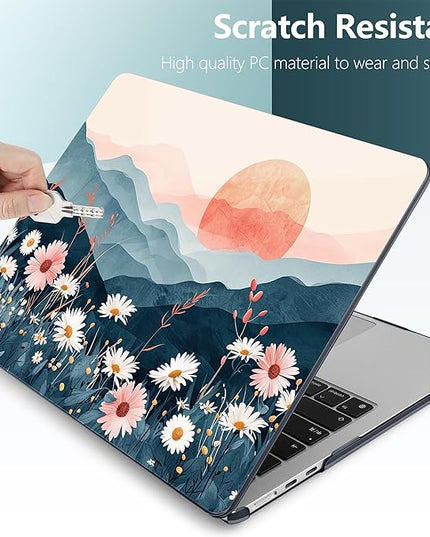 DONGKE for M4 MacBook Air 13.6 Inch Case 2025 2024 2023 2022 Model A3240 A3113 A2681 M3 M2 Chip, Plastic Hard Shell Case Cover with Touch ID for MacBook Air 13 Inch M4 - Sun & Daisie
