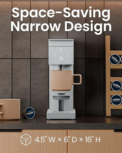 Chefman Caffeinator Single Serve Coffee Maker, Brew Kcups & Grounds, Drip Coffee Machine with Brew Strength Settings, Iced Coffee Function, 48 oz. Removable Water Reservoir
