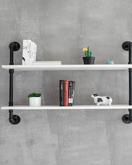 Floating Bookshelf Bathroom Shelves Over Toilet Industrial Pipe Shelving Pipe Shelves Rustic White Wall Shelves 36 Inch Farmhouse Book Shelves for Wall Mounted