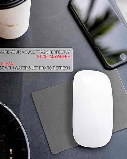 Mouse Pad Adhesive Bottom - Sticks to Any Surface - Portable - Webcam Covers and Screen Cleaner Included (2 Pack -Blank- Gray