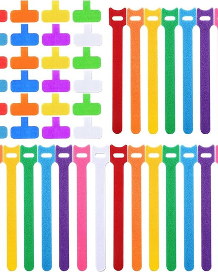 TaoBary 48 Pcs Cord Labels Electronics & Reusable Cable Ties for Charging Cords Organizer, 24 Labels Tags 24 Fastening Ties for Management Home Supplies Office Desk