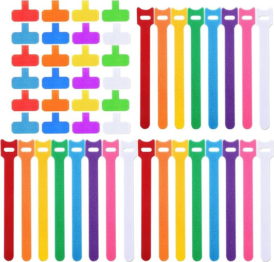 TaoBary 48 Pcs Cord Labels Electronics & Reusable Cable Ties for Charging Cords Organizer, 24 Labels Tags 24 Fastening Ties for Management Home Supplies Office Desk