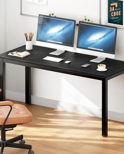 DlandHome Large Computer Desk, Composite Wood Board, Decent and Steady Home Office Desk/Workstation/Table 54.3inch Black Black