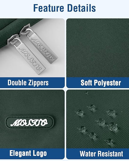 MOSISO Laptop Case 15 inch, 15 inch Laptop Sleeve Compatible with MacBook Air 15 M4 A3241 M3 A3114 M2 A2941 2025 2024 2023,Dell XPS 15,Polyester Vertical Computer Sleeve Bag with Pocket,Midnight Green