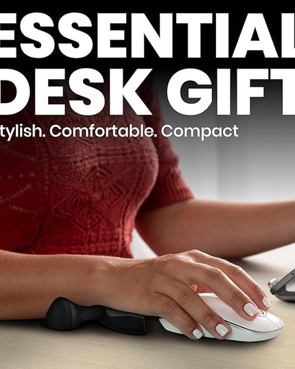 Ergonomic Wrist Rest for Mouse - Desk Mouse Pad Wrist Support, Smooth-Glide, Comfortable Curved Design for Gaming, Office, or Home Use - Black