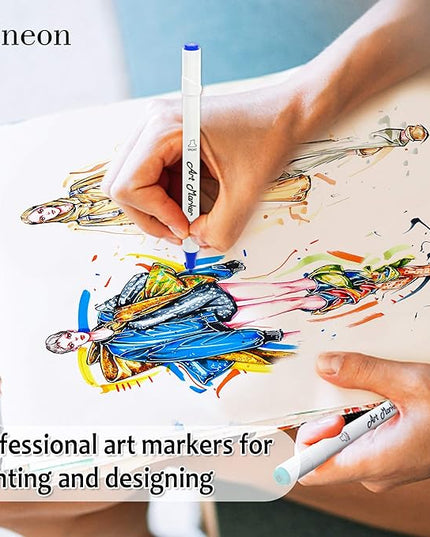 Dual Tip Alcohol Based Art Markers, Lineon 30 Colors Alcohol Marker Pens Perfect for Kids Adult Coloring Books Sketching and Card Making