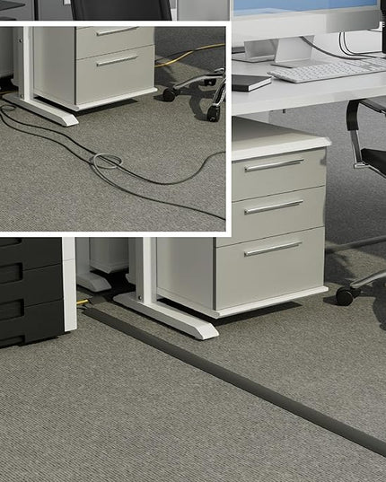 D-Line 6ft Floor Cord Cover, Cable Channel, Protect Cords, Prevent Trips - 0.63" W x 0.31" H - Gray