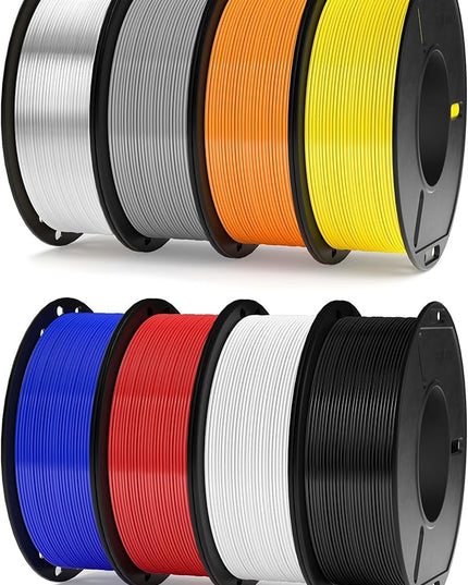 ELEGOO 250g PETG Filament Bundle 1.75mm, 8 Colors High Speed 600mm/s 3D Printer Filaments Dimensional Accuracy +/- 0.02mm, 8 Pack 250g Spool Black/White/Red/Blue/Grey/Orange/Yellow/Transparent