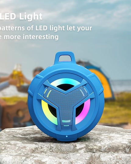 EBODA Shower Bluetooth Waterproof Speaker, IPX7 Floating Portable Wireless Small Speakers with Light, 24H Playtime for Beach, Pool, Kayak Accessories, Gifts for Men and women -Coral Blue