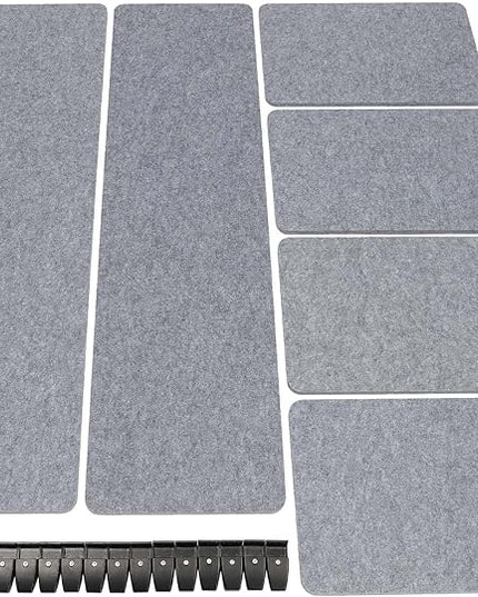 Stand Up Desk Privacy Panel, 6Pcs Clamp-On Acoustic Desk Divider Table Mounted Privacy Panel Sound Proof Dividers(2Long Panel 47.25x16In&4 Short Panel 23.6x16In) (2Long Panel -59x16In)