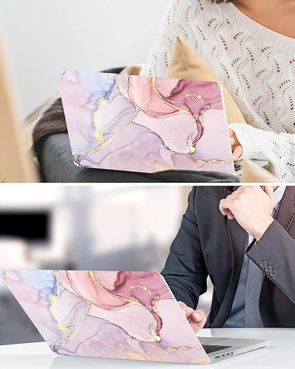 DONGKE for M4 MacBook Air 13.6 Inch Case 2025 2024 2023 2022 Model A3240 A3113 A2681 M3 M2 Chip, Plastic Hard Shell Case Cover with Touch ID for MacBook Air 13 Inch M4 - Pink Marble