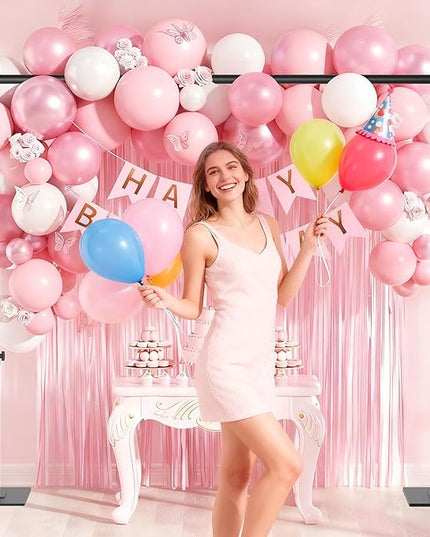 Backdrop Stand 10x10 ft Adjustable Photo Backdrop Stand Kit, Heavy Duty Pipe and Drape Photography Background Support with Flat Metal Base for Wedding, Party, Video Studio, Birthday, Black
