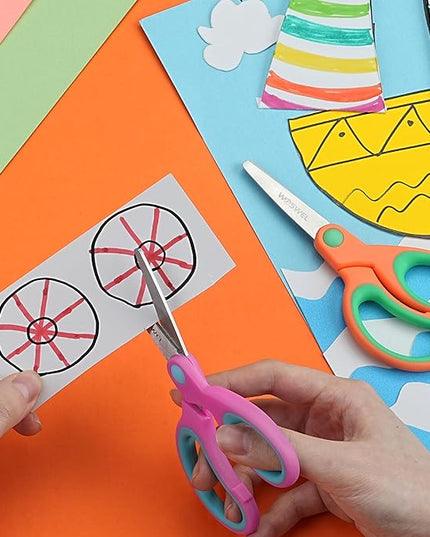 Kids Scissors Bulk, Woswel 36 Pack Safety Blunt Tip Student Scissors, 5 “ Student Scissors with Comfort Grip, Assorted Colors Children Craft Scissors for Cutting Paper Craft Art Supplies