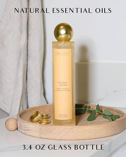 Benevolence LA Golden Luster Gift Box | Candle, Room Spray & Reed Diffuser | Orange, Cedarwood & Clove | Luxurious Home Fragrance | Ready for Gifting |Gift Set for Women