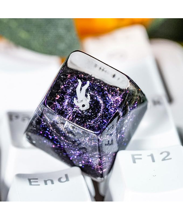 Purple Galaxy Swirl Astronaut Artisan Keycap R1 SA Profile Custom 1U ESC Astronauts Keycaps Handmade Gaming Resin Key Cap Cherry MX Switch Compatible Mechanical Keyboard Gift for Space Lover