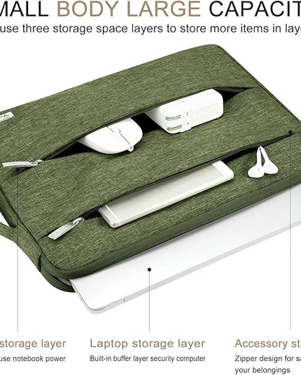 Voova 15.6 16 Inch Laptop Sleeve Case Compatible with MacBook Pro 16 M1/M2/M3/M4 Max 2019-2025, 15.6-16” Hp Lenovo Acer Asus, Waterproof Slim Computer Bag Cover with Handle, Army Green