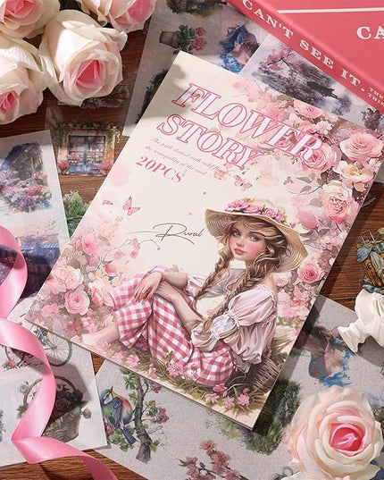 Auguro Scrapbook Stickers 20 Sheets 240 Pre-Cut Washi Stickers for Journaling PET Transparent Book Sticker Decorative or DIY Paper Crafts Arts and Crafting Projects