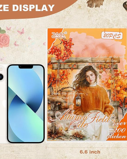 Auguro PET 20 Sheets 180 Pre-Cut Fall Stickers for Scrapbooking Landscape People Scrapbook Sticker Transparent Stickers for journali Scrapbook Supplies