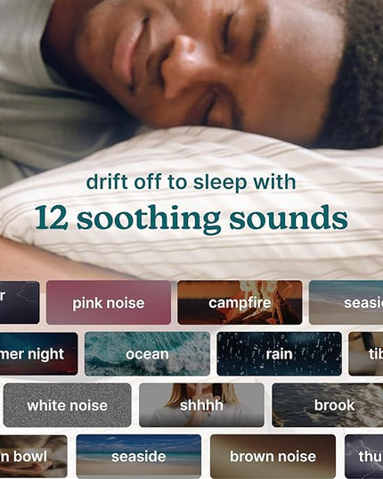 Homedics Sleep Better Portable Sound Machine, Night Light,12 Soothing Sounds Including White Noise, Rain, and Thunderstorm, Ultra-Portable Design, Auto-Off Timer, Ideal for Travel & Baby Sleep