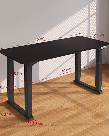 SANODESK 4-Leg Standing Desk, Electric Height Adjustable Desk with Memory Presets for Home Office, Stand up Desk Computer Workstation, 63x28 Inches Black