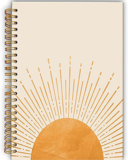 Abstract Boho Sun Sunrise Sunset Sunshine Spiral Notebook College Ruled 5.5×8.3 Inches Hard Cover Journal Notebooks for Journaling Writing Work Office Notes Women,Boho Sun Lover Gifts for Women