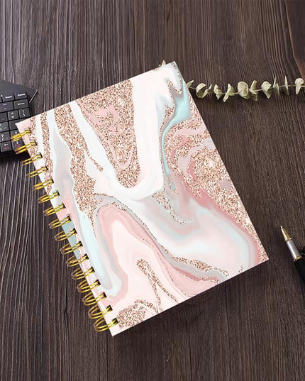 iampanda Spiral Journal Notebook,Strong Twin-Wire Binding with Premium Paper for Girl Women,60 Sheets A5 College Ruled Notebook/Journal,Perfect for School Office Home Gifts,Modern Rose Gold Glitter