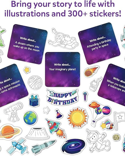 Skillmatics Storybook Art Kit - Create Space-Themed Stories, DIY Craft & Writing Kit with 300+ Stickers, Scrapbooking Activity, Gifts for Kids Ages 5, 6, 7, 8, 9, 10
