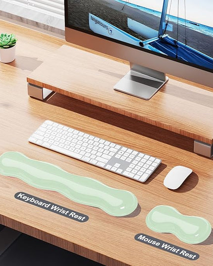 Gel Keyboard and Mouse Wrist Rest Set, Comfort Ergonomic Wrist Support, for Wrist Pain Relief, Computer Keyboard Wrist Rest (Green)