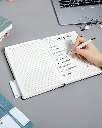 CAGIE Journal Notebook for Men Women 320 Pages Journaling Notebooks Leather Journals for Writing Hardcover for Work Diary Lined A5, Black
