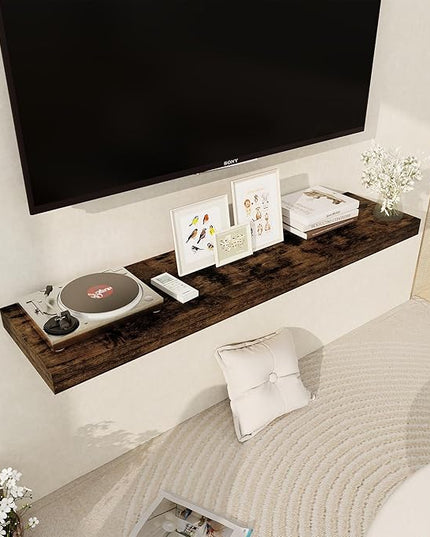 Floating Shelves 48 Inch Long, 12 Inch Deep Floating Shelves for Wall, 48 x 12 Large Wall Shelves for Home Storage & Display, 2" Thicked Floating Shelf for Bedroom, Living Room, Rustic Brown, 1 Pack