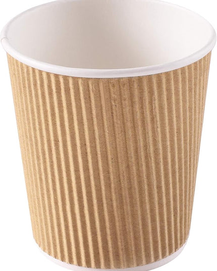 NYHI 150 4 oz Ripple Kraft Paper Cups Brown Hot Cold Cups 3 Layer Rippled Small Insulated Disposable Coffee Cups Perfect for Cappuccino Hot Cocoa or Iced Drinks