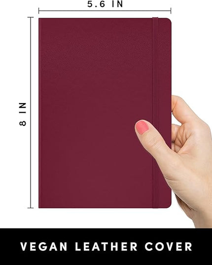 PAPERAGE Lined Journal Notebook, (Burgundy), 252 Pages, Medium 5.6 in x 8 in - 100 GSM Thick Paper – Hardcover Journaling Notebook for Work, School & Note Taking