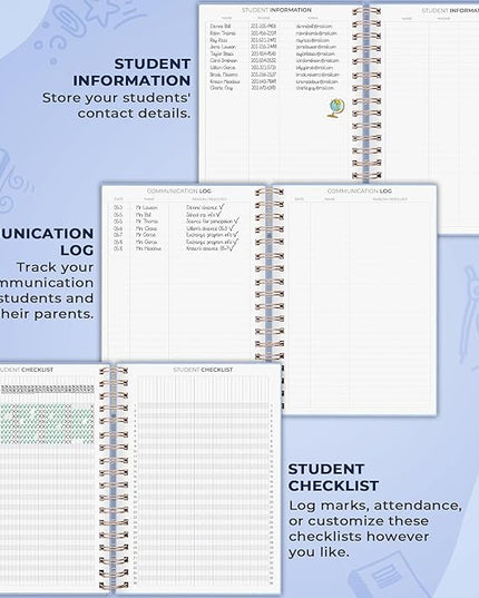 Clever Fox Teacher Planner Spiral – School Year Planner with Calendars & Lesson Plans – Teacher Plan Book for Classroom & Homeschool Organization - Undated, 7.9x10″ (Periwinkle)