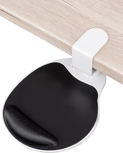 EHO Clamp on Mouse Platform, Clip on Pad Rotating 360 Degree, w/Comfortable Gel Wrist Rest, Ergonomic, Attachment, Slide Out Tray, Suitable for 1.5" Thickness Desk, for Home Office Desk Organizer